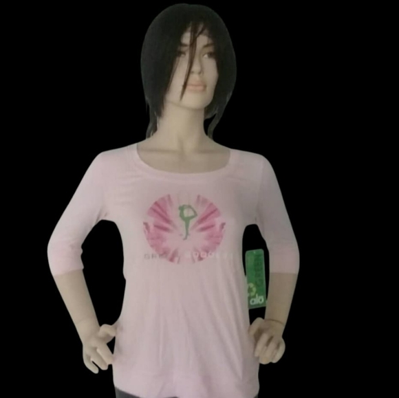 ALO BAMBOO T - SHIRT 3/4 SLEEVES  Powder Pink ALO - Picture 4 of 14